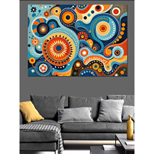 Renkli Dairesel Soyut Desen Dekoratif Kanvas - Mdf Ahşap Tablo
