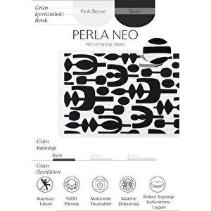 Perla Neo Prn 07 Beyaz Siyah Pamuklu Banyo Balkon Kilimi Makinede Yıkanabilir Mutfak Kilim 150x230 cm