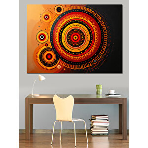Turuncu Daireli Etnik Desen Dekoratif Kanvas - Mdf Ahşap Tablo