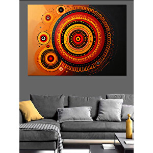 Turuncu Daireli Etnik Desen Dekoratif Kanvas - Mdf Ahşap Tablo