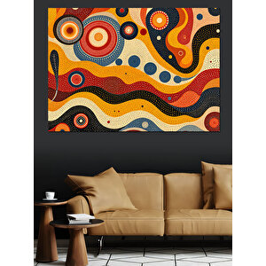 Retro Dalgalar Deseni Dekoratif Kanvas - Mdf Ahşap Tablo 100x140 cm