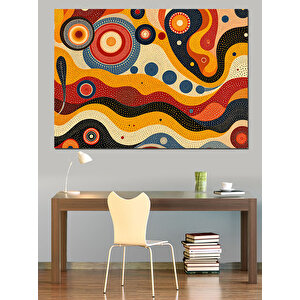 Retro Dalgalar Deseni Dekoratif Kanvas - Mdf Ahşap Tablo