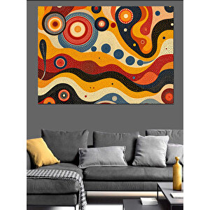 Retro Dalgalar Deseni Dekoratif Kanvas - Mdf Ahşap Tablo