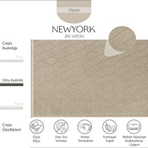 Cool Halı Newyork 3110 Vizon Yumuşak Tuşeli Halı Kilim Salon Koridor Kesme Yolluk Dokuma Makine Halı