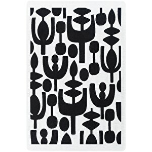 Perla Neo Prn 07 Beyaz Siyah Pamuklu Banyo Balkon Kilimi Makinede Yıkanabilir Mutfak Kilim 75x120 cm