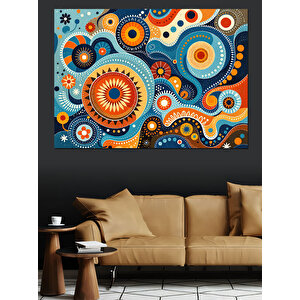 Renkli Dairesel Soyut Desen Dekoratif Kanvas - Mdf Ahşap Tablo