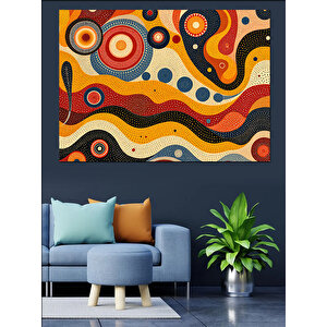 Retro Dalgalar Deseni Dekoratif Kanvas - Mdf Ahşap Tablo 70x100 cm