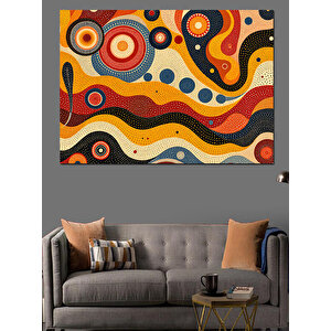 Retro Dalgalar Deseni Dekoratif Kanvas - Mdf Ahşap Tablo 70x100 cm