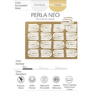 Perla Neo Prn 10 Beyaz Hardal Pamuklu Banyo Balkon Kilim Makinede Yıkanabilir Mutfak Kilim 120x180 cm