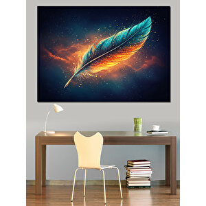 Parlayan Kozmik Tüy Deseni Dekoratif Kanvas - Mdf Ahşap Tablo 100x140 cm