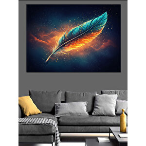 Parlayan Kozmik Tüy Deseni Dekoratif Kanvas - Mdf Ahşap Tablo 100x140 cm