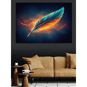 Parlayan Kozmik Tüy Deseni Dekoratif Kanvas - Mdf Ahşap Tablo 100x140 cm