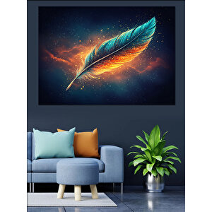 Parlayan Kozmik Tüy Deseni Dekoratif Kanvas - Mdf Ahşap Tablo