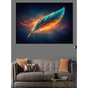 Parlayan Kozmik Tüy Deseni Dekoratif Kanvas - Mdf Ahşap Tablo