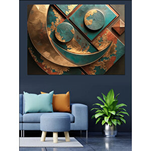 Soyut Geometrik Metal Deseni Dekoratif Kanvas - Mdf Ahşap Tablo 100x140 cm