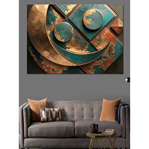 Soyut Geometrik Metal Deseni Dekoratif Kanvas - Mdf Ahşap Tablo 100x140 cm