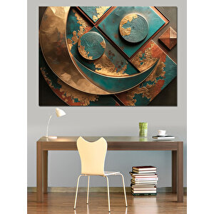 Soyut Geometrik Metal Deseni Dekoratif Kanvas - Mdf Ahşap Tablo 100x140 cm
