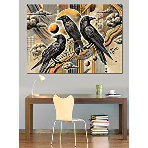 Soyut Kuşlar Desen Tasarımı Dekoratif Kanvas - Mdf Ahşap Tablo 35x50 cm