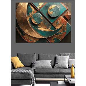 Soyut Geometrik Metal Deseni Dekoratif Kanvas - Mdf Ahşap Tablo