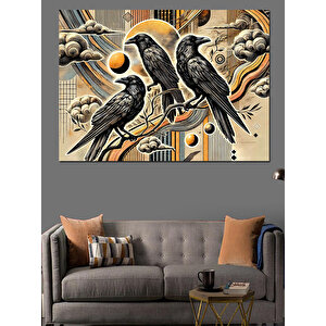 Soyut Kuşlar Desen Tasarımı Dekoratif Kanvas - Mdf Ahşap Tablo 25x35 cm