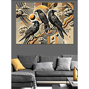Soyut Kuşlar Desen Tasarımı Dekoratif Kanvas - Mdf Ahşap Tablo 25x35 cm