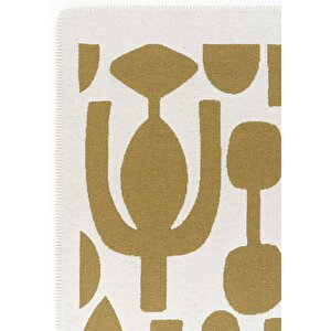 Perla Neo Prn 07 Beyaz Sarı Pamuklu Banyo Balkon Kilim Makinede Yıkanabilir Mutfak Kilim 150x230 cm