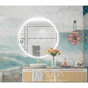Beyaz Led Işıklı Banyo Aynası | Kumlamalı - Buğu Çözücülü - Dimmer Dokunmatik | 60-70-80-90 Cm 70 cm