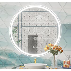 Beyaz Led Işıklı Banyo Aynası | Kumlamalı - Buğu Çözücülü - Dimmer Dokunmatik | 60-70-80-90 Cm 70 cm