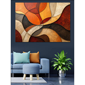 Sıcak Tonlarda Desen Dekoratif Kanvas - Mdf Ahşap Tablo 100x140 cm