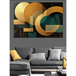 Altın Geometrik Desen Dekoratif Kanvas - Mdf Ahşap Tablo