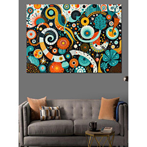 Renkli Dairesel Desen Sanatı Dekoratif Kanvas - Mdf Ahşap Tablo