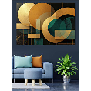 Altın Geometrik Desen Dekoratif Kanvas - Mdf Ahşap Tablo 100x140 cm