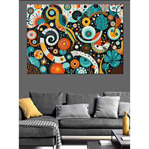 Renkli Dairesel Desen Sanatı Dekoratif Kanvas - Mdf Ahşap Tablo 70x100 cm