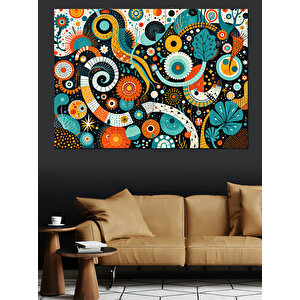 Renkli Dairesel Desen Sanatı Dekoratif Kanvas - Mdf Ahşap Tablo 70x100 cm