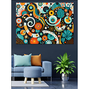 Renkli Dairesel Desen Sanatı Dekoratif Kanvas - Mdf Ahşap Tablo 70x100 cm