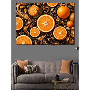 Turuncu Dilim Ve Desen Dekoratif Kanvas - Mdf Ahşap Tablo