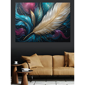 Tüylü Soyut Renkli Desen Dekoratif Kanvas - Mdf Ahşap Tablo 100x140 cm