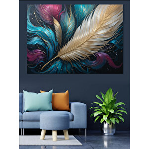 Tüylü Soyut Renkli Desen Dekoratif Kanvas - Mdf Ahşap Tablo