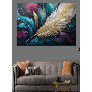 Tüylü Soyut Renkli Desen Dekoratif Kanvas - Mdf Ahşap Tablo