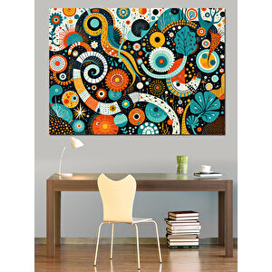 Renkli Dairesel Desen Sanatı Dekoratif Kanvas - Mdf Ahşap Tablo