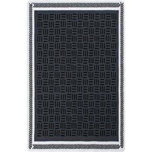 Perla Neo Prn 03 Antrasit Beyaz Pamuklu Banyo Balkon Kilimi Yıkanabilir Mutfak Kilim 75x120 cm