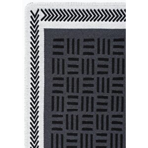 Perla Neo Prn 03 Antrasit Beyaz Pamuklu Banyo Balkon Kilimi Yıkanabilir Mutfak Kilim 75x120 cm