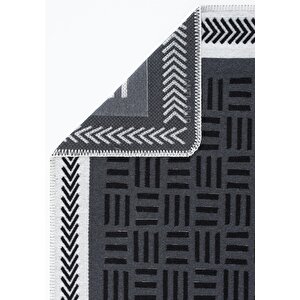Cool Halı Perla Neo Prn 03 Antrasit Beyaz Pamuklu Banyo Balkon Kilimi Yıkanabilir Mutfak Kilim