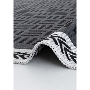 Cool Halı Perla Neo Prn 03 Antrasit Beyaz Pamuklu Banyo Balkon Kilimi Yıkanabilir Mutfak Kilim