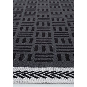 Cool Halı Perla Neo Prn 03 Antrasit Beyaz Pamuklu Banyo Balkon Kilimi Yıkanabilir Mutfak Kilim