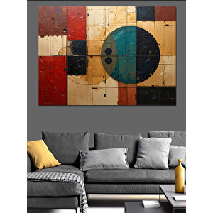Soyut Geometrik Blok Deseni Dekoratif Kanvas - Mdf Ahşap Tablo