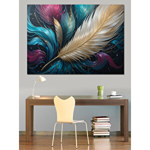 Tüylü Soyut Renkli Desen Dekoratif Kanvas - Mdf Ahşap Tablo 50x70 cm