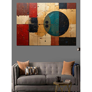 Soyut Geometrik Blok Deseni Dekoratif Kanvas - Mdf Ahşap Tablo 35x50 cm