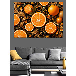Turuncu Dilim Ve Desen Dekoratif Kanvas - Mdf Ahşap Tablo 70x100 cm