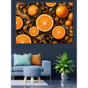 Turuncu Dilim Ve Desen Dekoratif Kanvas - Mdf Ahşap Tablo 70x100 cm